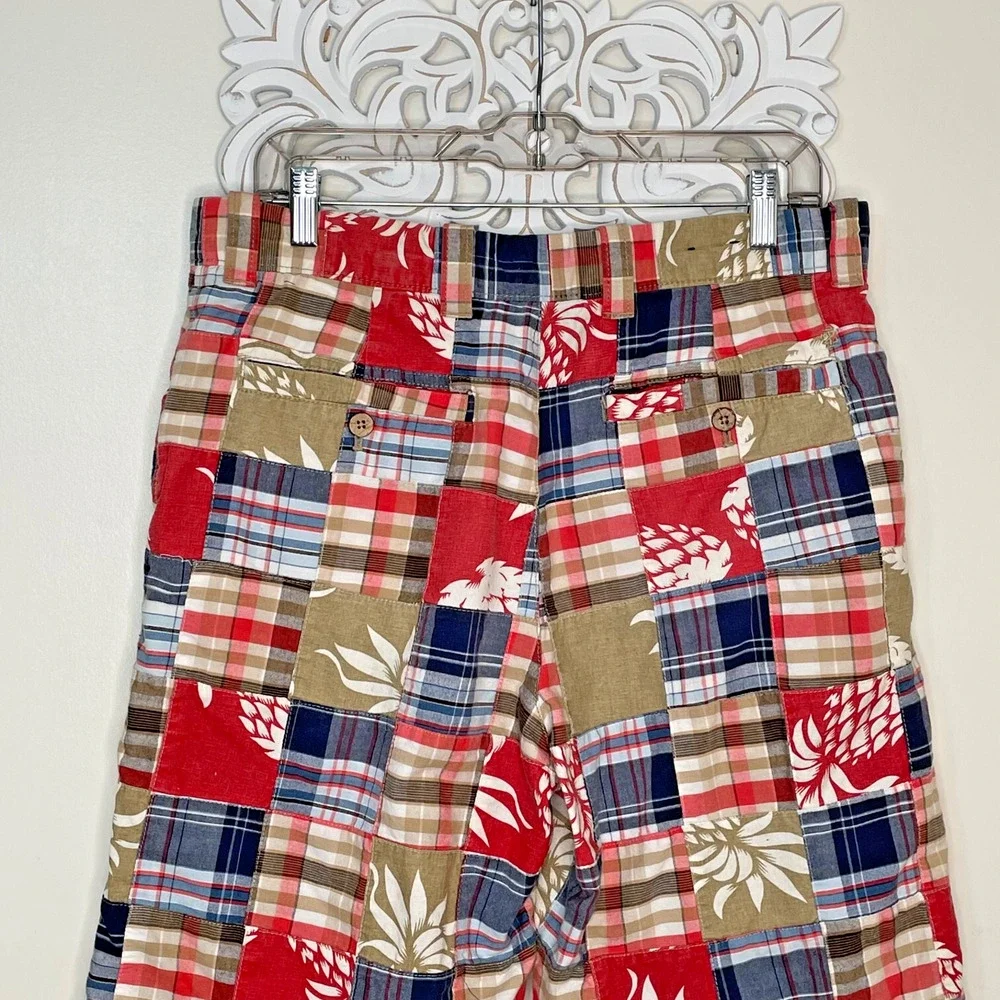 IZOD Men's 33 Patchwork Madras Shorts 100% Cotton Plaid Floral Preppy India